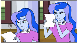 Size: 3840x2160 | Tagged: safe, artist:altynp, imported from derpibooru, princess luna, human, equestria girls, edgar allan poe, equestria girls-ified meme, female, hark a vagrant, meme, reading, solo, vice principal luna, what the fuck am i reading