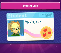 Size: 1124x976 | Tagged: safe, artist:altynp, imported from derpibooru, part of a set, applejack, human, equestria girls, bust, female, id card, portrait, smiling, solo