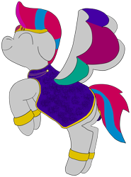 Size: 2508x3395 | Tagged: safe, artist:acid flask, derpibooru exclusive, imported from derpibooru, zipp storm, pegasus, pony, clothes, crown, digital art, ears back, eyes closed, female, floppy ears, flying, g5, happy, high res, jewelry, mare, my little pony: a new generation, png, regalia, simple background, smiling, solo, spread wings, transparent background, wings