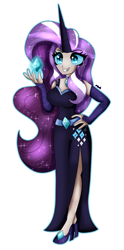 Size: 1858x3750 | Tagged: safe, artist:dazzlingmimi, imported from derpibooru, nightmare rarity, human, equestria girls, clothes, dress, female, horn, horned humanization, simple background, solo, transparent background