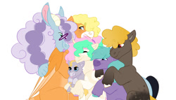 Size: 1280x732 | Tagged: safe, artist:itstechtock, imported from derpibooru, oc, oc only, oc:sketch a. doodle, oc:tech tock, draconequus, earth pony, pegasus, pony, unicorn, baby, baby pony, female, glasses, male, mare, simple background, stallion, white background