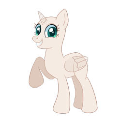 Size: 1000x1000 | Tagged: safe, artist:missmccloud, imported from derpibooru, alicorn, pony, base, eyelashes, female, folded wings, free to use, grin, looking at you, mare, raised hoof, simple background, smiling, smiling at you, solo, transparent background, wings