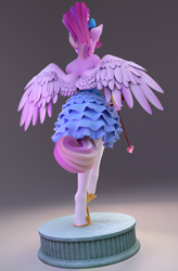 Size: 2500x3800 | Tagged: safe, alternate angle, alternate version, artist:chyvak, imported from derpibooru, princess cadance, alicorn, anthro, unguligrade anthro, 3d, blender, blender cycles, bow (weapon), clothes, dress, female, solo