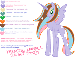 Size: 834x630 | Tagged: safe, artist:missmccloud, imported from derpibooru, oc, oc only, oc:princess lavender sunset fox, alicorn, pony, female, lidded eyes, mare, mary sue, meme, parody, simple background, smiling, solo, sparkles, spread wings, white background, wings