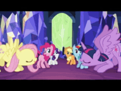 Size: 640x480 | Tagged: safe, edit, edited screencap, imported from derpibooru, screencap, apple bloom, pipsqueak, rarity, scootaloo, sweetie belle, twilight sparkle, alicorn, earth pony, pegasus, pony, unicorn, animated, cutie mark crusaders, female, iparty with victorious, let the rainbow remind you, male, sound, twilight sparkle (alicorn), webm, youtube, youtube link