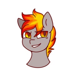 Size: 1280x1280 | Tagged: safe, artist:foxx_grey_art, imported from derpibooru, oc, oc:paranoia, pegasus, pony, bust, red eyes, simple background, smiling, smirk, white background