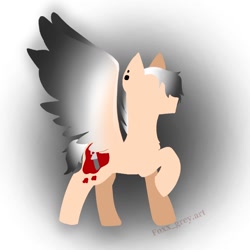 Size: 1280x1280 | Tagged: safe, artist:foxx_grey_art, imported from derpibooru, oc, oc only, oc:colin grey, pegasus, pony, minimalist, pegasus oc, raised hoof, simple background, solo, spread wings, white background, wings