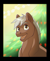Size: 1006x1225 | Tagged: safe, artist:verkrai, imported from derpibooru, oc, earth pony, pony, christmas, christmas tree, commission, cute, happy new year, holiday, male, open mouth, smiling, solo, tree, ych result