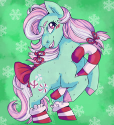 Size: 1280x1412 | Tagged: safe, artist:cinnamonsparx, imported from derpibooru, minty, pony, candy, candy cane, food, solo