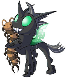 Size: 1565x1842 | Tagged: safe, artist:racingwolf, imported from derpibooru, oc, oc only, oc:scy, centipede, changeling, derpibooru community collaboration, 2023 community collab, green changeling, plushie, simple background, solo, transparent background
