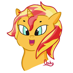 Size: 1024x1024 | Tagged: safe, artist:demonikpl, imported from derpibooru, sunset shimmer, pony, unicorn, bust, female, simple background, solo, transparent background