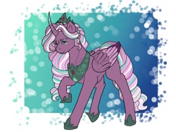 Size: 512x384 | Tagged: safe, artist:binibean, imported from derpibooru, opaline arcana, alicorn, pony, spoiler:g5, spoiler:my little pony: make your mark, curved horn, female, g5, horn, solo