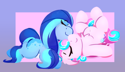 Size: 2248x1304 | Tagged: safe, artist:rhythmpixel, imported from derpibooru, oc, oc only, oc:sweetie swirl, bat pony, earth pony, bat pony oc, lineless, sleeping