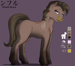 Size: 1614x1425 | Tagged: safe, artist:flash_draw, imported from derpibooru, oc, oc only, oc:nimf, earth pony, pony, dirty, no cutie marks yet, nose piercing, nose ring, piercing, pink eyes, reference sheet, scar, simple background, solo