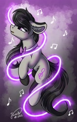 Size: 2286x3615 | Tagged: safe, artist:julunis14, imported from derpibooru, octavia melody, earth pony, pony, ear fluff, female, gradient background, high res, mare, music notes, open mouth, signature, solo