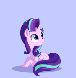 Size: 1152x1181 | Tagged: safe, artist:andromedasparkz, imported from derpibooru, starlight glimmer, pony, unicorn, blue background, blue eyes, female, looking at something, shadow, simple background, solo