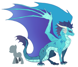 Size: 3320x2869 | Tagged: safe, artist:venommocity, imported from derpibooru, princess ember, oc, dragon, pony, dragoness, female, generic pony, high res, older ember, quadrupedal, raised leg, simple background, size comparison, size difference, spread wings, white background, wings