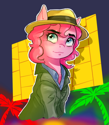 Size: 980x1120 | Tagged: safe, artist:notaletolivefor, imported from derpibooru, earth pony, pony, clothes, crossover, female, hat, inherent vice, solo