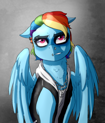 Size: 920x1080 | Tagged: safe, artist:notaletolivefor, imported from derpibooru, rainbow dash, pegasus, pony, female, piercing, solo