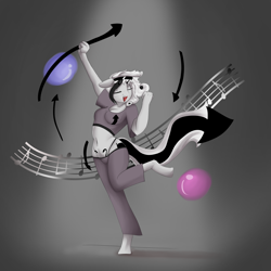 Size: 4000x4000 | Tagged: safe, artist:queen-razlad, imported from derpibooru, oc, oc:strelka, anthro, dancing, eyes closed, singing, solo, tattoo, womb tattoo