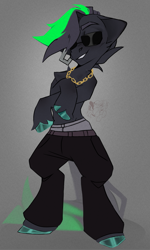 Size: 1141x1900 | Tagged: safe, artist:mirage, imported from derpibooru, oc, oc only, earth pony, pony, bipedal, chains, clothes, gangsta, gangster, glare, male, pants, pony oc, sketch, solo, sunglasses