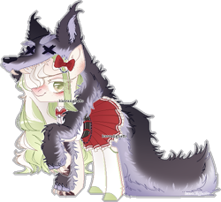 Size: 577x528 | Tagged: safe, artist:kawaiighetto, imported from derpibooru, oc, oc only, earth pony, pony, wolf, bow, clothes, costume, earth pony oc, female, hair bow, mare, simple background, skirt, smiling, solo, transparent background