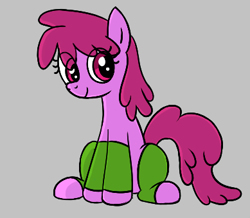 Size: 389x339 | Tagged: safe, artist:algoatall, berry punch, berryshine, earth pony, pony, female, gray background, leg warmers, lowres, simple background, sitting, smiling, solo