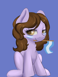 Size: 3000x4000 | Tagged: safe, artist:dumbwoofer, imported from derpibooru, oc, oc:dumbwoofer, earth pony, pony, argentina, chest fluff, female, flag, looking at you, mare, mouth hold, simple background, sitting, solo