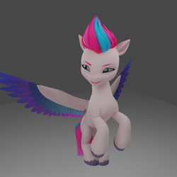 Size: 1920x1920 | Tagged: safe, imported from derpibooru, zipp storm, pegasus, pony, 3d, adorazipp, bust, colored wings, cute, female, flying, g5, gray background, grin, mare, multicolored wings, my little pony: a new generation, simple background, slim, smiling, solo, spread wings, wings