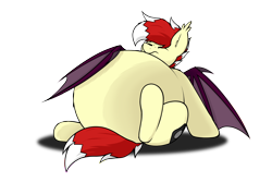 Size: 3000x2000 | Tagged: safe, artist:aaatheballoon, imported from derpibooru, oc, oc only, oc:aaaaaaaaaaa, balloon pony, bat pony, inflatable pony, pony, air inflation, belly, big belly, blimp, huge belly, impossibly large belly, inflation, nervous, simple background, solo, transparent background, wing hold, wings
