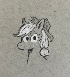 Size: 1864x2048 | Tagged: safe, artist:horsewizardart, imported from derpibooru, applejack, earth pony, pony, bust, looking at you, portrait, smiling, solo, traditional art