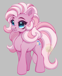 Size: 800x987 | Tagged: safe, artist:cabbage-arts, imported from derpibooru, pinkie pie (g3), earth pony, pony, g3.5, gray background, simple background, solo, sparkly eyes, standing