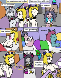 Size: 1269x1602 | Tagged: safe, artist:ask-luciavampire, imported from derpibooru, oc, cat, cat pony, original species, undead, vampire, vampony, wolf, wolf pony, comic, food, tumblr