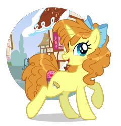 Size: 1303x1359 | Tagged: safe, artist:spectrumnightyt, imported from derpibooru, pumpkin cake, pony, bow, cute, hair bow, older, simple background, solo, transparent background