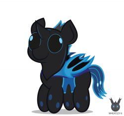 Size: 1255x1176 | Tagged: safe, artist:wheatley r.h., derpibooru exclusive, imported from derpibooru, oc, oc only, oc:w. rhinestone eyes, changeling, bat wings, blue changeling, changeling oc, chibi, honeypot changeling, male, simple background, solo, stallion, vector, watermark, white background, wings