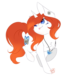 Size: 1626x1925 | Tagged: safe, artist:prettyshinegp, imported from derpibooru, oc, oc only, pony, unicorn, ;p, female, horn, jewelry, mare, necklace, one eye closed, raised hoof, signature, simple background, smiling, solo, tongue out, transparent background, unicorn oc, wink