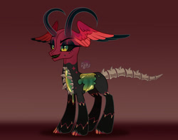 Size: 1280x1010 | Tagged: safe, artist:emperor-anri, imported from derpibooru, oc, oc only, demon, demon pony, pony, bedroom eyes, bone, horns, internal, makeup, skeleton, smiling, solo