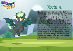 Size: 3015x2102 | Tagged: safe, artist:aleximusprime, imported from derpibooru, oc, oc only, oc:noctura, bat pony, pony, fanfic:my little sister is a dragon, bat pony oc, bio, solo
