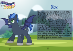 Size: 3014x2102 | Tagged: safe, artist:aleximusprime, imported from derpibooru, oc, oc only, oc:nox, bat pony, pony, fanfic:my little sister is a dragon, bat pony oc, bio, solo