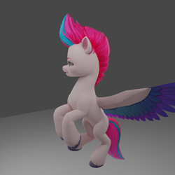 Size: 1920x1920 | Tagged: safe, imported from derpibooru, zipp storm, pegasus, pony, 3d, adorazipp, bust, colored wings, cute, female, flying, g5, gray background, grin, mare, multicolored wings, my little pony: a new generation, raised hooves, simple background, slim, smiling, solo, spread wings, wings