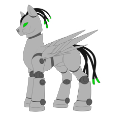 Size: 2563x2362 | Tagged: safe, artist:elberas, imported from derpibooru, oc, oc only, oc:mecha-pony, pony, robot, robot pony, simple background, slim, solo, transparent background, wings, wires