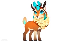 Size: 1024x576 | Tagged: safe, imported from derpibooru, deer, reindeer, them's fightin' herds, ai content, ai generated, community related, cute, female, generator:stable diffusion, simple background, solo, velvet (tfh), white background