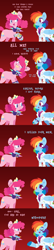 Size: 1543x7176 | Tagged: safe, artist:glowfangs, imported from derpibooru, pinkie pie, rainbow dash, earth pony, pegasus, pony, fanfic:cupcakes, fanfic:rainbow factory, crossover, fanfic art, femme fatale, high res, horn, horn necklace, implied murder, necklace, rainbow factory dash