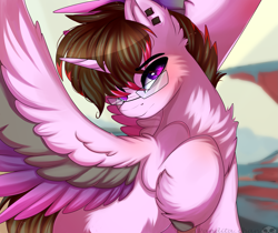Size: 2385x2000 | Tagged: safe, artist:2pandita, imported from derpibooru, oc, oc only, alicorn, pony, alicorn oc, horn, solo, wings