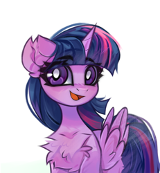 Size: 3786x4096 | Tagged: safe, artist:jfrxd, imported from derpibooru, twilight sparkle, alicorn, pony, chest fluff, open mouth, simple background, solo, twilight sparkle (alicorn), white background, white pupils