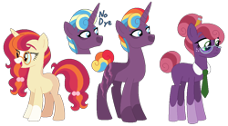 Size: 972x539 | Tagged: safe, artist:strawberry-spritz, imported from derpibooru, oc, oc only, earth pony, pony, unicorn, base used, magical lesbian spawn, offspring, parent:cheerilee, parent:fire flare, parent:moondancer, parent:rolling thunder, parents:moonflare, parents:rollingfire, parents:rollinglee, simple background, transparent background