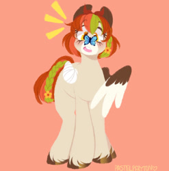 Size: 1280x1294 | Tagged: safe, artist:pastelperyton, imported from derpibooru, oc, oc only, butterfly, pegasus, pony, amputee, butterfly on nose, insect on nose, missing wing, solo