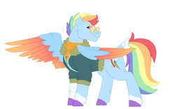 Size: 1280x800 | Tagged: safe, artist:itstechtock, imported from derpibooru, rainbow dash, pony, bomber jacket, clothes, jacket, simple background, solo, sunglasses, white background