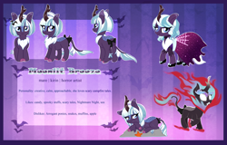 Size: 4424x2829 | Tagged: safe, artist:spookyle, imported from derpibooru, oc, oc:moonlit breeze, kirin, nirik, bow, clothes, cloven hooves, dress, female, high res, reference sheet, solo, tail, tail bow