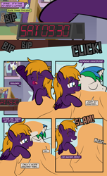 Size: 1920x3168 | Tagged: safe, artist:alexdti, imported from derpibooru, oc, oc only, oc:purple creativity, oc:star logic, pegasus, pony, unicorn, comic:quest for friendship, 10, 5, ^^, alarm clock, bed, bed mane, blanket, clock, clothes, comic, dialogue, dress, duo, duo male and female, eyes closed, female, floppy ears, folded wings, glasses, grin, high res, hooves, horn, husband and wife, lying down, male, mare, narrowed eyes, on bed, on side, onomatopoeia, open mouth, open smile, pegasus oc, photo, picture frame, pillow, smiling, speech bubble, stallion, two toned mane, underhoof, unicorn oc, waking up, wall of tags, wedding dress, wings, yawn